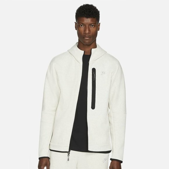 Nike Sportswear Tech Fleece Hoodie White Heather Grey Black DD4688-100 M… - Picture 1 of 11